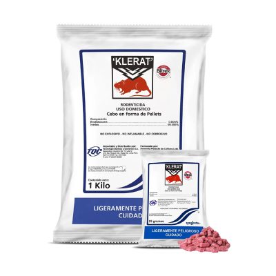 Klerat Pellets Raticida en Sobre de 25 gramos, 250 gramos y 1kg